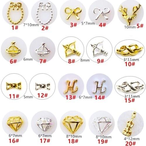 10pcs/lot Japan Korea 3D Alloy Nail Decorations Metal Bow Chain Deer Nail Accessories DIY Charm Styling Tools Nail Art Parts