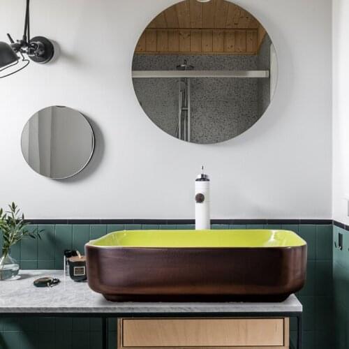 52*40cm outer gold inner green art basin bathroom above counter basin rectangular wash basin bathroom countertop washbasin