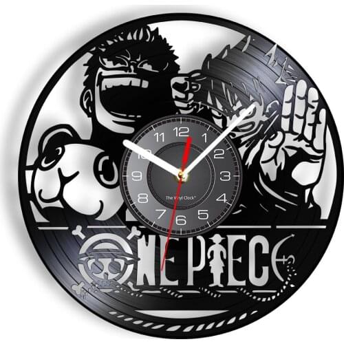 Japanese Anime Themed Laser Etched Vinyl Wall Clock Japan Animation Cartoon Wall Watch Black Hanging Watch For Kids Room Nursery