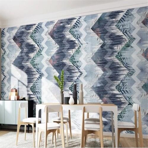 Wellyu Customized large mural Nordic tropical plants modern minimalistic geometric retro TV background wallpaper