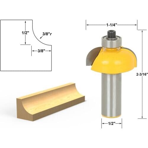 1pcs Cove Edging and Molding Router Bit - 3/8" Radius - 1/2" Shank