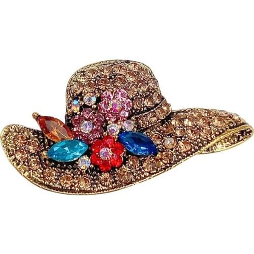 1pc Rhinestone Brooch Pin Creative Hat Shape Vintage Corsage Brooch Jewelry Brooch Jewelry Accessories Party Dress Up