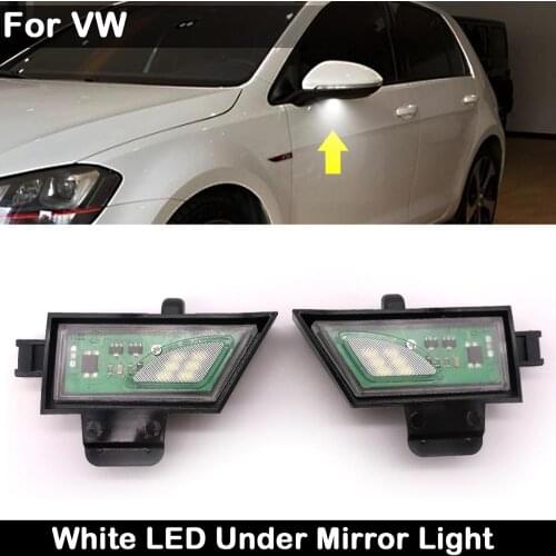 2Pcs For VW Golf 7 Sportsvan Touran 2 White High Brightness LED Side Under Mirror Lamp Puddle Light