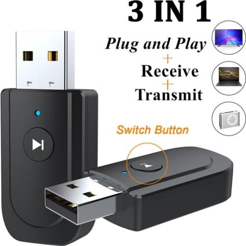 2-in-1 USB Bluetooth 5.0 Transmitter Receiver Adapter for TV Speaker Computer