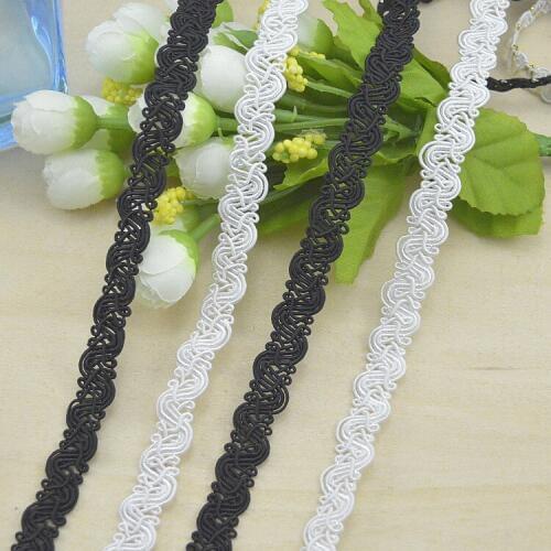 20Metres White Lace Ribbon Black Trims Braided For Costume Decoration High Quality DIY Centipede Braided Ribbon Sewing Supplies