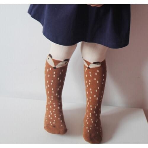 2021 Cartoon Fox Baby Girl Tights Cotton Cute Children Stocking Baby Pantyhose For Kids 0-4 Years Baby Girl Tights Kids clothes