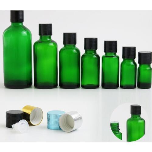 360 x 5ml 10ml 15ml 20ml 30ml 50ml 100ml Essential Oil Green Glass Bottle With 4 Colors of Cap For Liquid Reagent Pipette Bottle