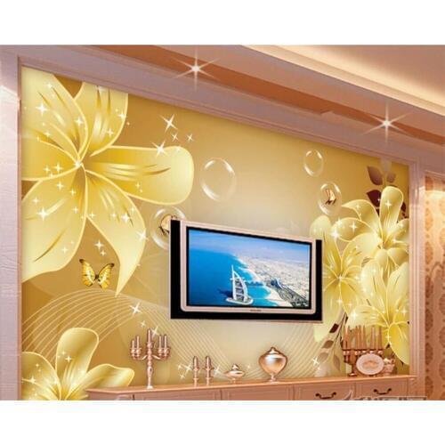 Beibehang Custom wallpaper 3d photo mural golden lily TV background wall living room bedroom mural papel de parede 3d wallpaper