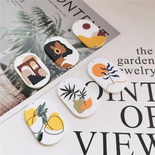 6PCS Acetate Relief Beauty Stairs Sun Flowers Jewelry Accessories Hand Made Earrings Connectors DIY Pendant Components Charms