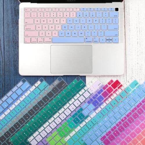 US Version English Silicone Keyboard Cover for MacBook Air 13 2020 2019 A2179 A1932 Touch ID Gradient Colorful Keyboard Film