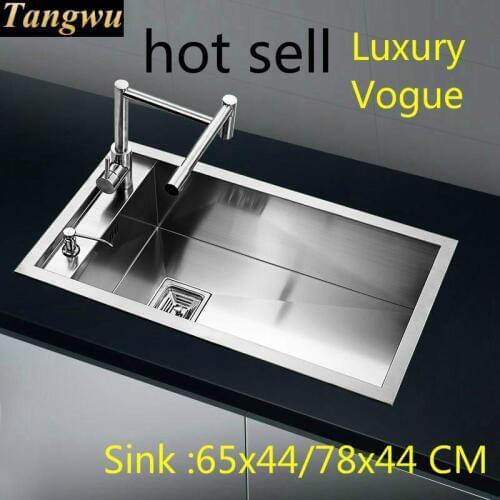 Free shipping Hot sell individuality standard kitchen manual sink single bowl food-grade 304 stainless steel 65x44/78x44 CM