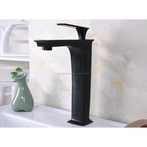 Black Oil Rubbed Brass Bathroom Basin Faucet Hot Cold Mixer Tap Single Handle Basin Tap Mixer Tap Nnf669