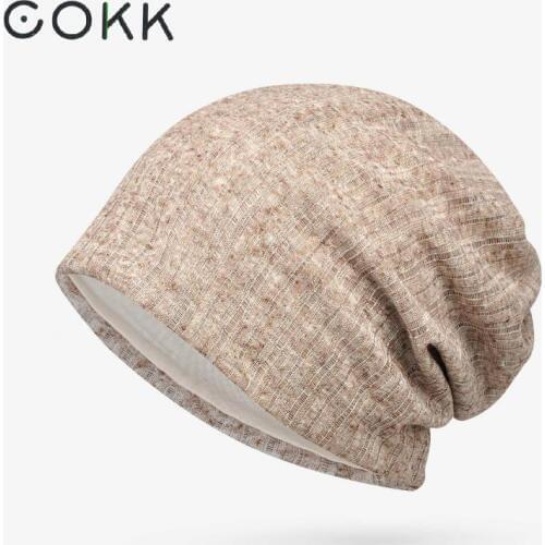 COKK 2020 New Womens Beanie Hats Breathable Hollow Two Layer Spring Summer Hats For Women Men Korean Fashion Skullies Beanies