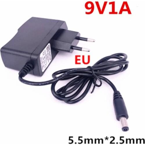 DC 9V1A 9V 1A Power Supply AC 100V-240V Adapter Converter EU US Plug Charger 5.5mm x 2.1mm 5.5mm x 2.5mm
