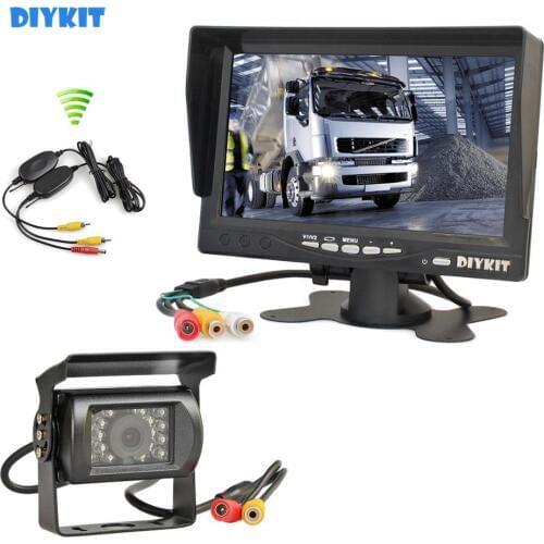 DIYKIT Wireless 7" HD TFT LCD Car Monitor Display Reverse Rear View Monitor Screen + HD CCD Rear View Car Camera