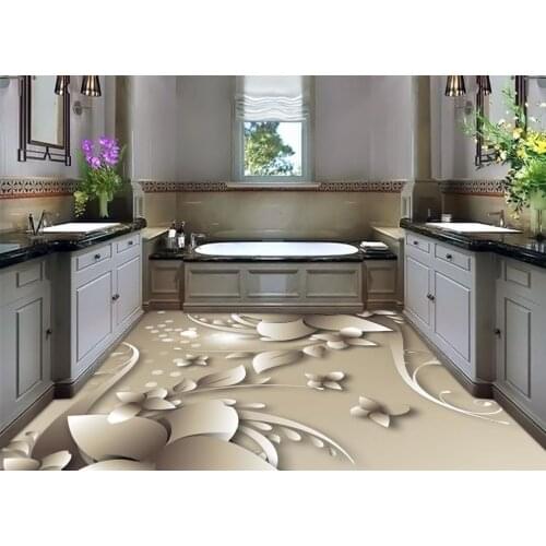 Home Decoration bathroom floor wallpaper Lilies abstract flowers 3D fashion flooring pvc floor wallpaper