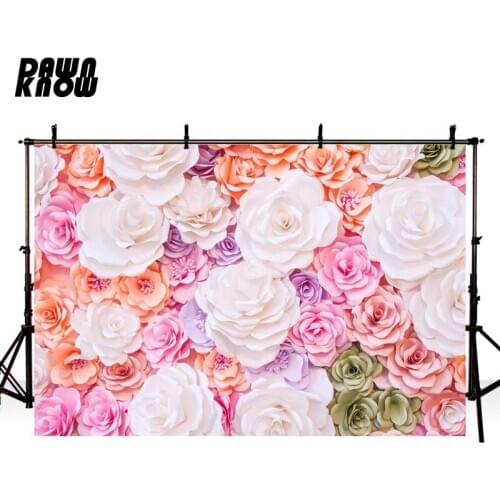 DAWNKNOW Flower Pink Floral Wall Photography Background Backdrop Newborn Photocall Shoot Wedding Celebration Photo Studio GY383