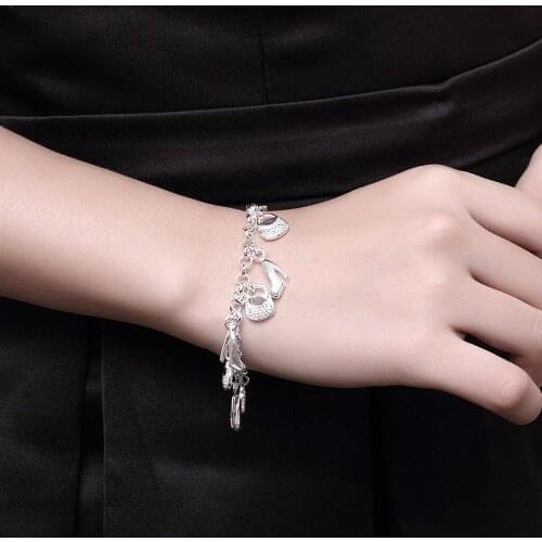 Hot 925 sterling silver Bracelets fashion Shoe bag shopping chain for woman Wedding party Christmas Gift high quality Jewelry