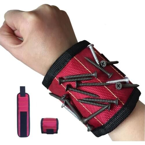 Magnetic Wristband Portable Tool Bag Strong Magnetic Wristband Adjustable Tool for Screws Nails Nuts Bolts Drill Bits Tool Kit