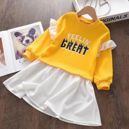 Melario Baby Girls Dresses New Spring Casual Ruffles A-Line Striped Long Sleeve Kids Dress for 3T-7T Autumn Letter Vestido