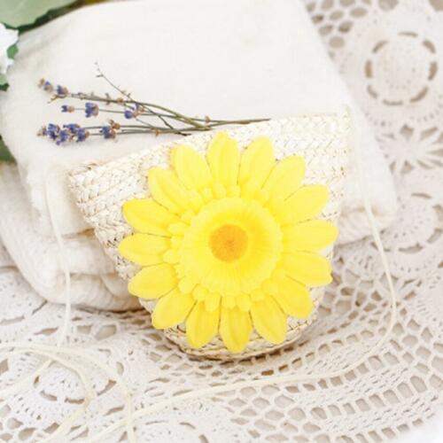 Cute flower straw bag shoulder Europe and the United States wind mini bag key wallet children beach bag