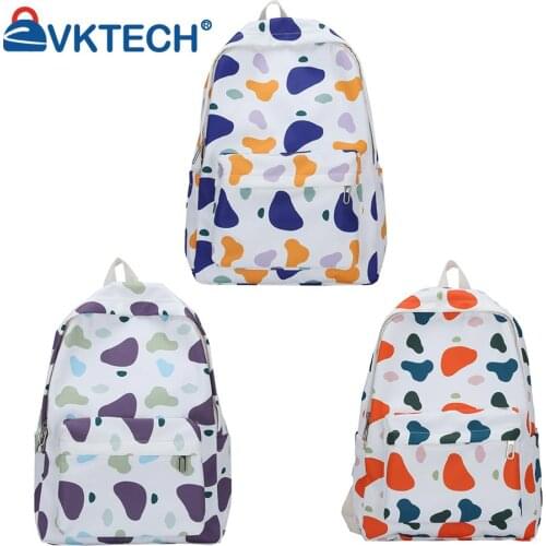 Fashion Women Hit Color Cow Pattern Printing Backpack Shoulder Bag Students School Travel Large Capacity Handbags
