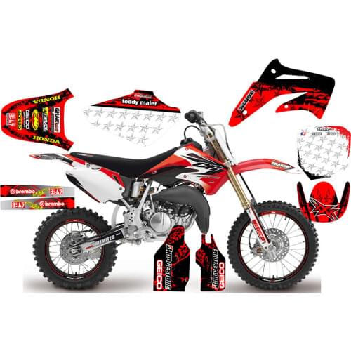 For Honda CR85 CR85R 2001 2002 2003 2004 2005 2006 2007 Motorcycle CR 85 full set of 3M stickers decals Backgrounds graphics kit