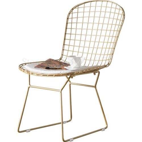 Nordic Wrought Iron Dining Chair Golden Chair Hollow Wire Chair Modern Minimalist Designer Studio Lounge Chair