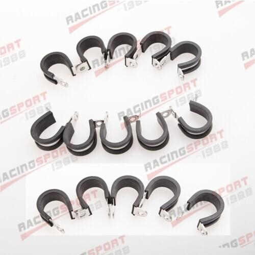 New 15PCS 2" 304 Stainless Steel Cushioned Hose Mounting Clamp Loop Strap Black