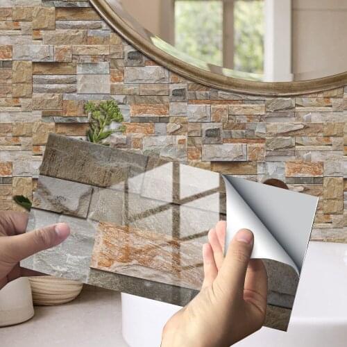New 3D Marble Brick Tile Wall Stickers Self-adhesive Wallpaper Living Room Bedroom Bathroom Kitchen Decor Aesthetic