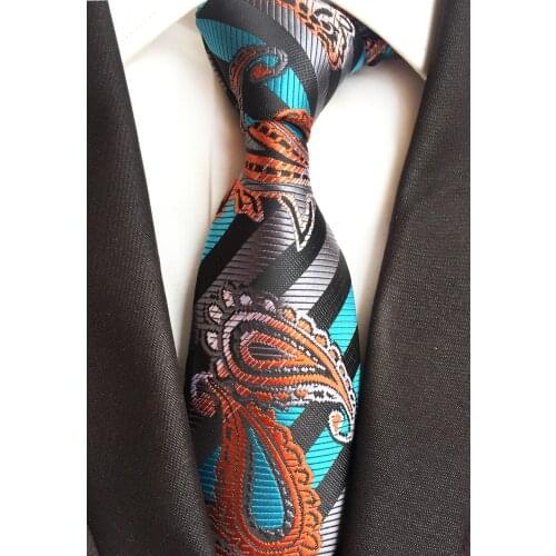 New Design 8 cm Men Designer Tie Luxury Paisley Necktie with Stripes
