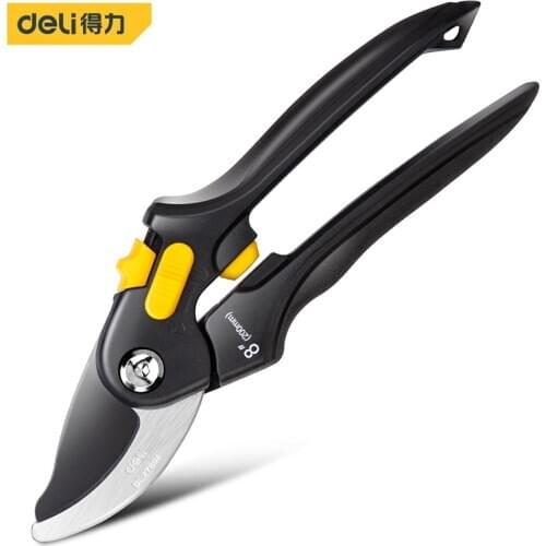 Deli 8 Inch Flower And Wood Shear Garden Tools Sharp Opening V-spring Stainless Steel Forging Bonsai Jardinage Hand Tools