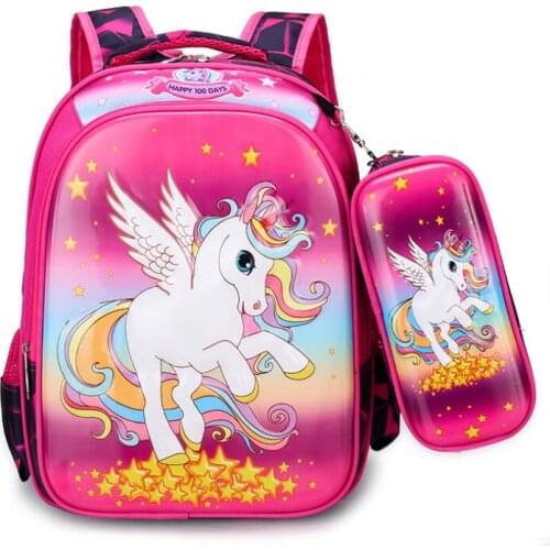 Disney New Children Princess School Bag Boys Girls Unicorn Cartoon Kindergarten Schoolbags Kids Orthopedic Backpacks