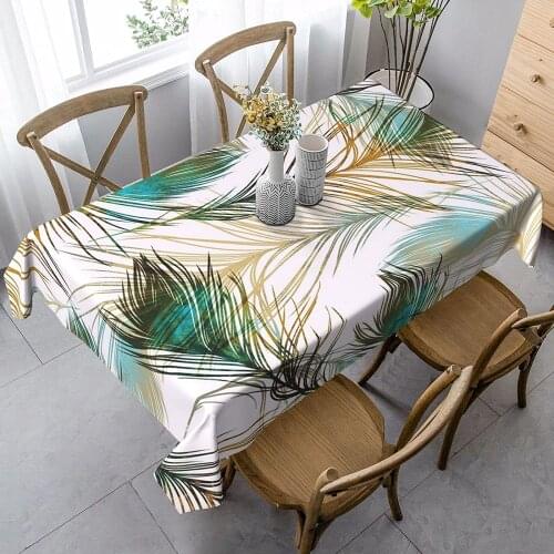 Peacock Feathers Watercolor Texture Boho Chic Art Abstract Rectangle Tablecloths