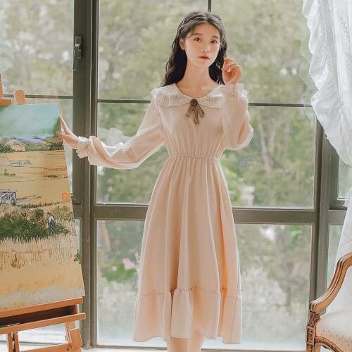 Early autumn of 2021 new French dress slim slimming sweet and gentle wind long-sleeved womens long skirt