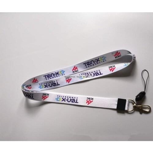 Company Lanyard Custom Cheap White 15mm Logo Text Both Side Print Gift Neck Lanyads Personalized Strap