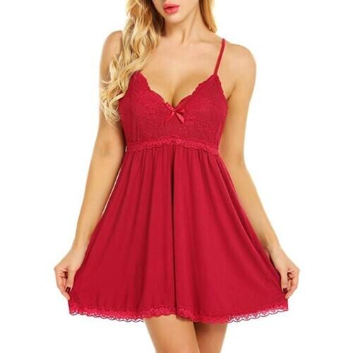 S-7XL Sexy Women Plus Size Lingerie Solid Lace sleeveless v neck Nightgowns See Through Underwear black Sleep dress Nightdress