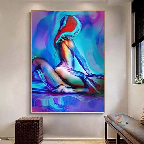 Sexy Man and Woman Canvas Painting Abstract Love Posters and Prints Bedroom Living Room Wall Art Deco Oil Paintings