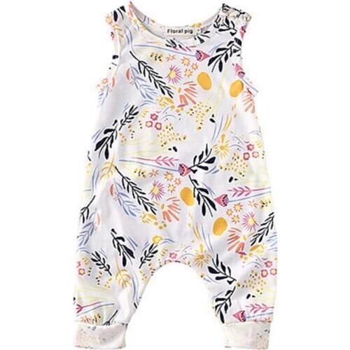 Cute Newborn Infant Baby Toddler Girl Cotton Floral Print Sleeveless Romper Jumpsuit Summer Clothes Outfits Sunsuit