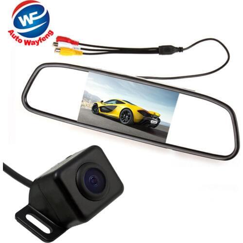 Auto Parking Assistance System 2 in 1 4.3 Digital TFT LCD Mirror Car Parking Monitor + 170 Degrees Mini Car Rear view Camera