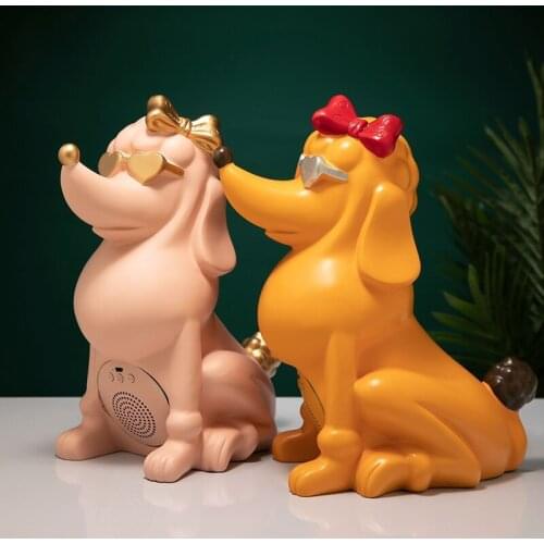 Nordic Home Decor Singing Dog Figurine Tabletop Decoration Dog Statue Resin Bluetooth Audio Animal SculptureNordic HomeOrnaments