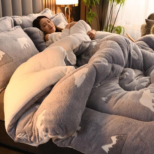 Winter Quilts Thick Winter Lamb Wool Comforters Fleece Keep Warm Quilt Student Dormitory Children Duvets King Queen Full Size