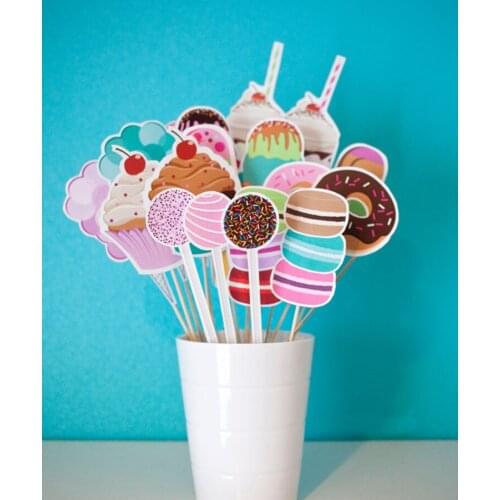 Lollipop Donuts Photobooth Props Sweet Dessert Party Decorations for Wedding Birthday Hawaii Party Decoration Photobooth PZ087