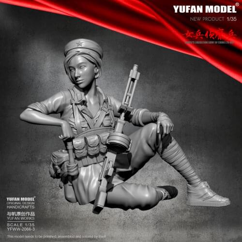 Yufan Model 1/35 Resin Figure Kits Female Model Self-assembled YFWW-2066-3