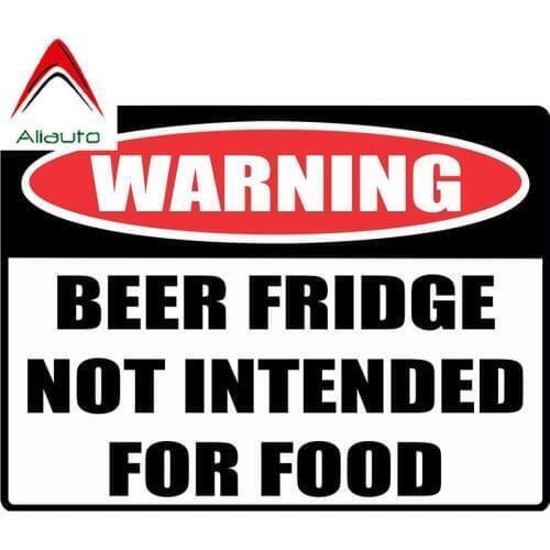 Aliauto Funny Car Sticker Warning Sign Beer Fridge Not Intended for Food Accessories Sunscreen PVC Decal for Lada Kia,16cm*11cm