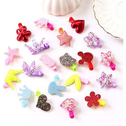 20 Pcs/Lot Newborn Baby Hair Accessories Set Infant Cartoon Crown Hairpin Flower Hair Clip Baby Headwear For Princess Wholesale