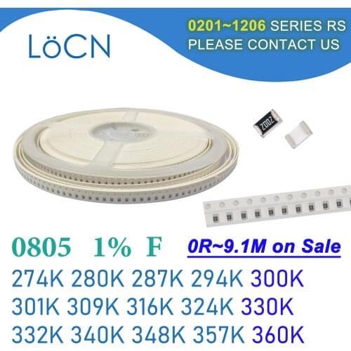 0805 1% 5000PCS SMD Resistor F 274K 280K 287K 294K 300K 301K 309K 316K 324K 330K 332K 340K 348K 357K 360K 2012 OHM