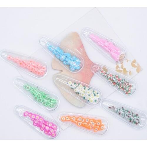 12Pcs 60*22mm Spring Flowers Transparent PVC Filling Shakes Clay Applique for DIY Baby Headwear Hair Clips Accessories Decor