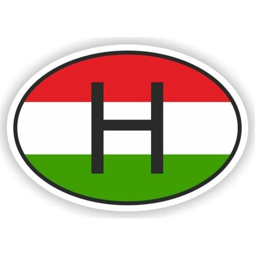 16CM*10.7CM Oval H HUNGARY COUNTRY CODE Flag Car Sticker Decal Accessories 6-1503