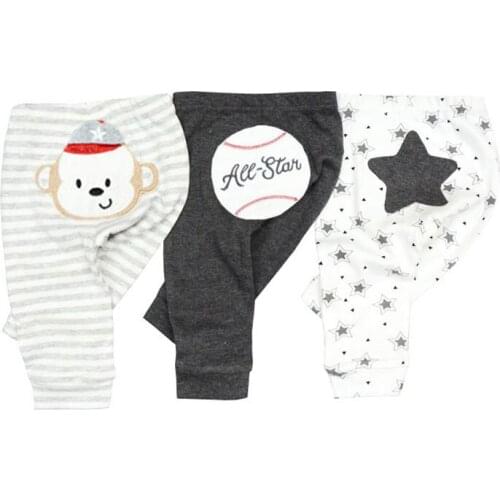 3 PCS/lot Fashion Newborn Baby Pants Casual Cartoon Baby 100%Cotton 0-12M Soft infant Boy Girl Trousers